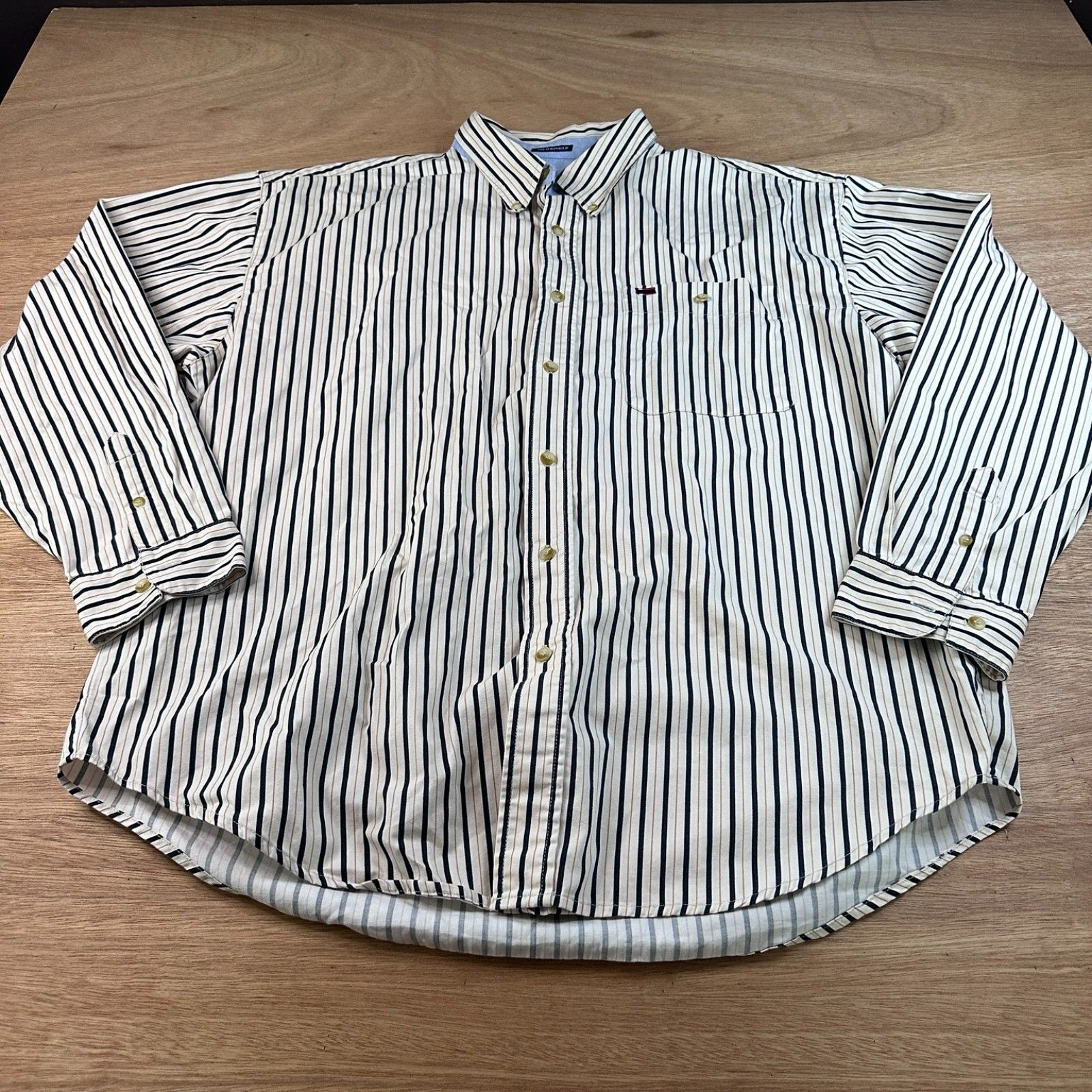 Bugle Boy Classics No Wrinkle Button Down Shirt Xl Striped Cotton